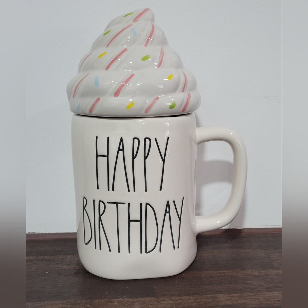 Rae Dunn Happy Birthday Mug with Cupcake Lid